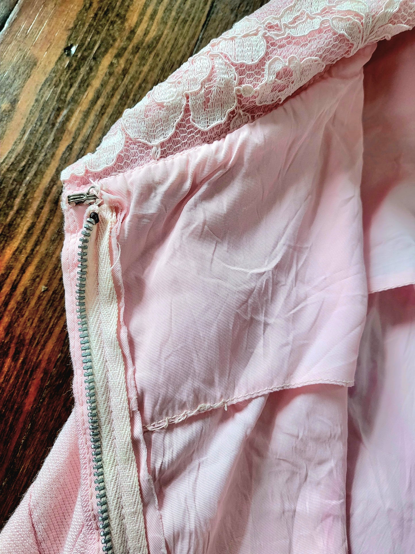 Vintage 1960's Pale Pink with Pink Lace Trim