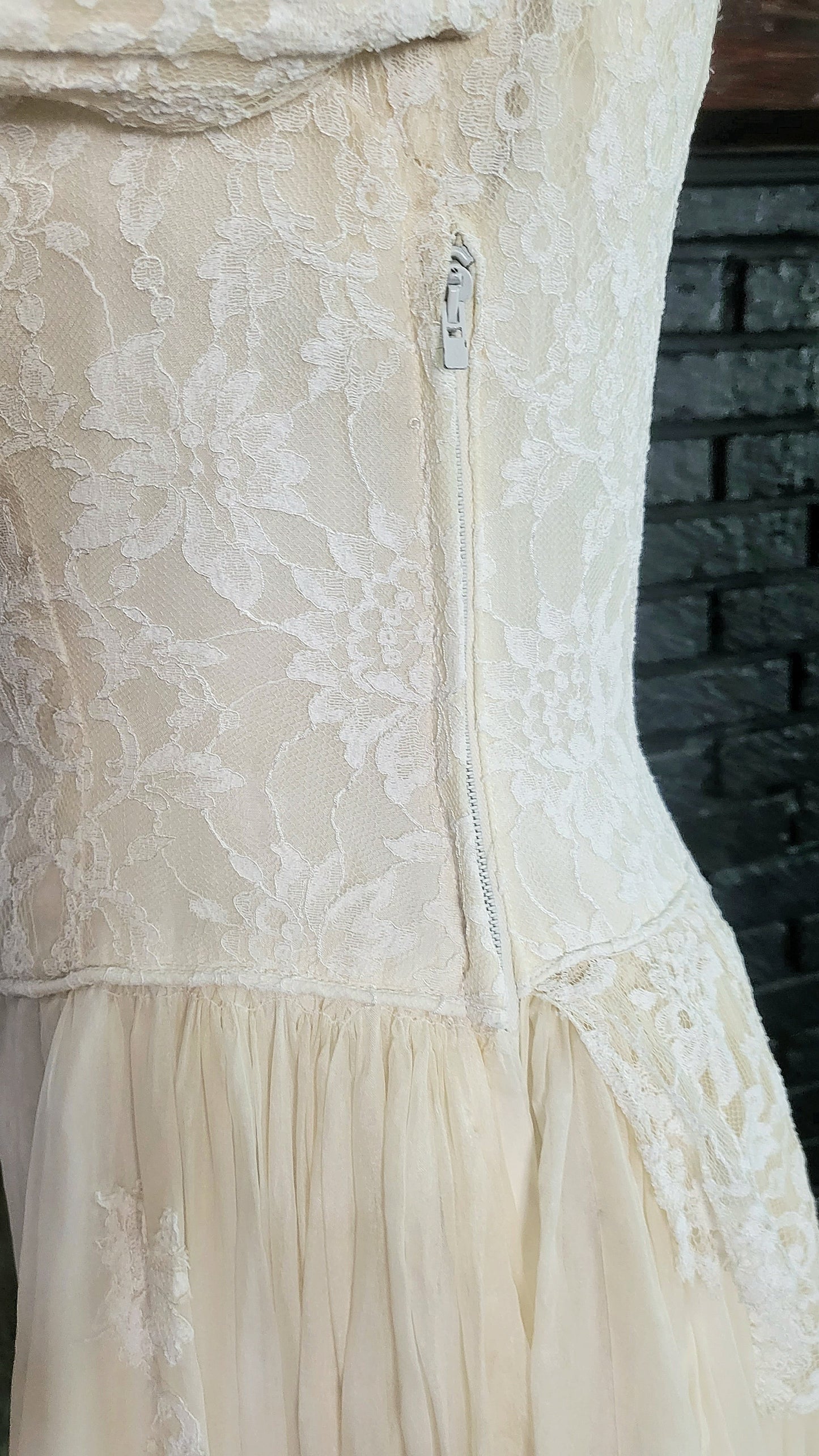 STYLE 1014 - Vintage 1950's Ivory Wedding Gown with Lace Bodice