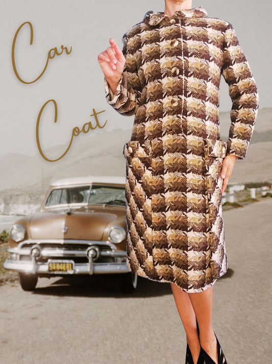 SOLD - Vintage 1950's-1960's "Neusteters" Wool Houndstooth Car Coat