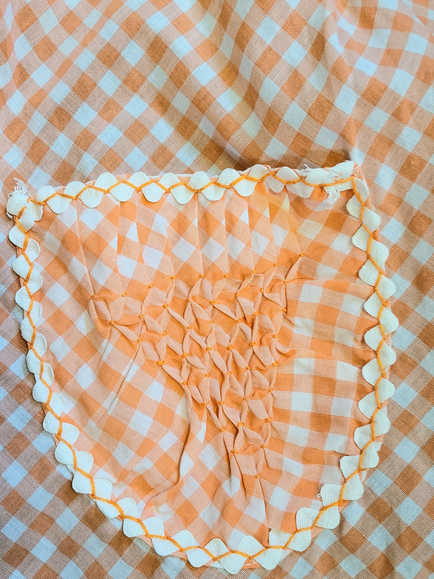 Apron 03 - Vintage Peach Gingham Half Apron