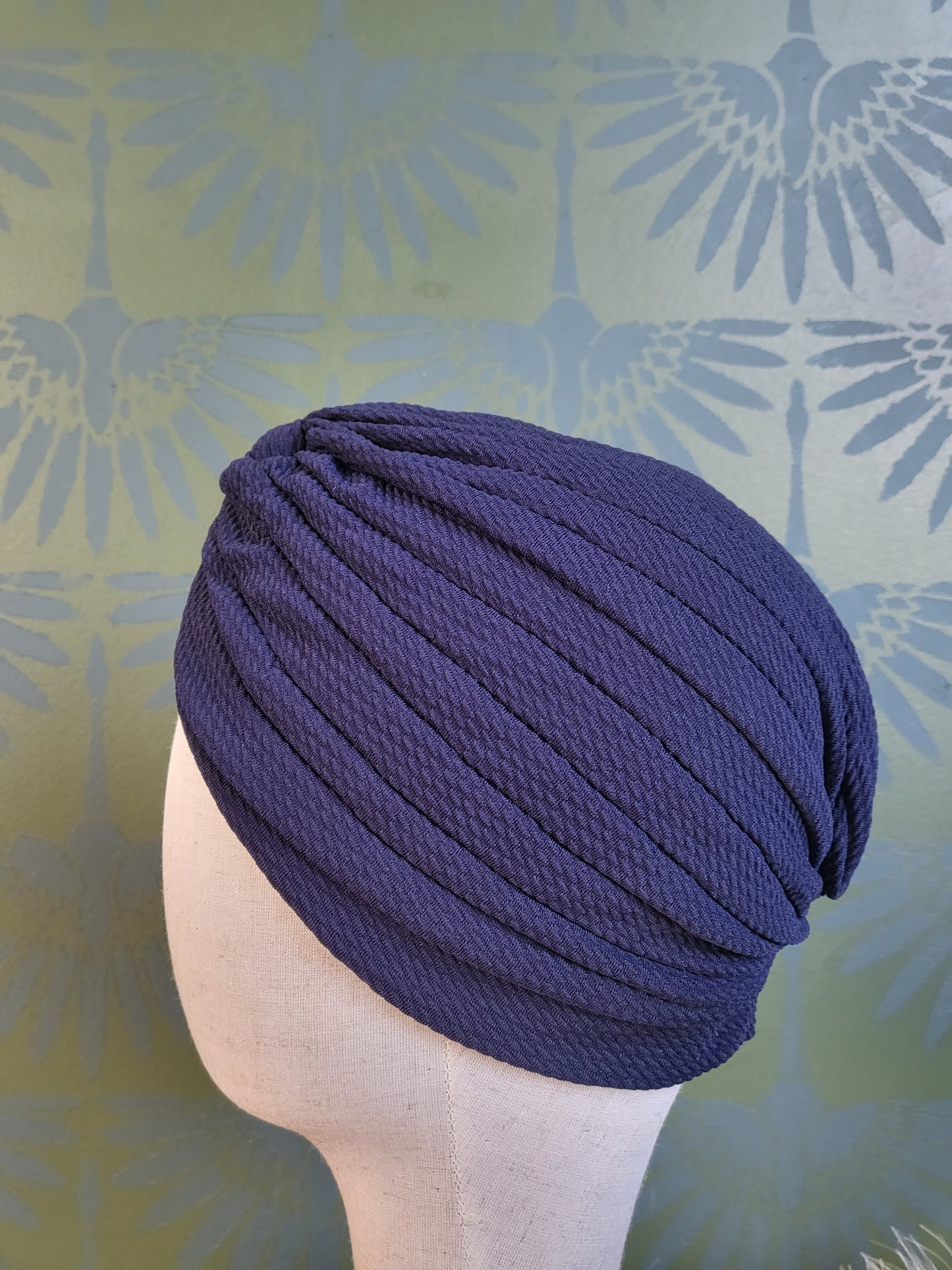 HAT68 - Woven Turban- Navy