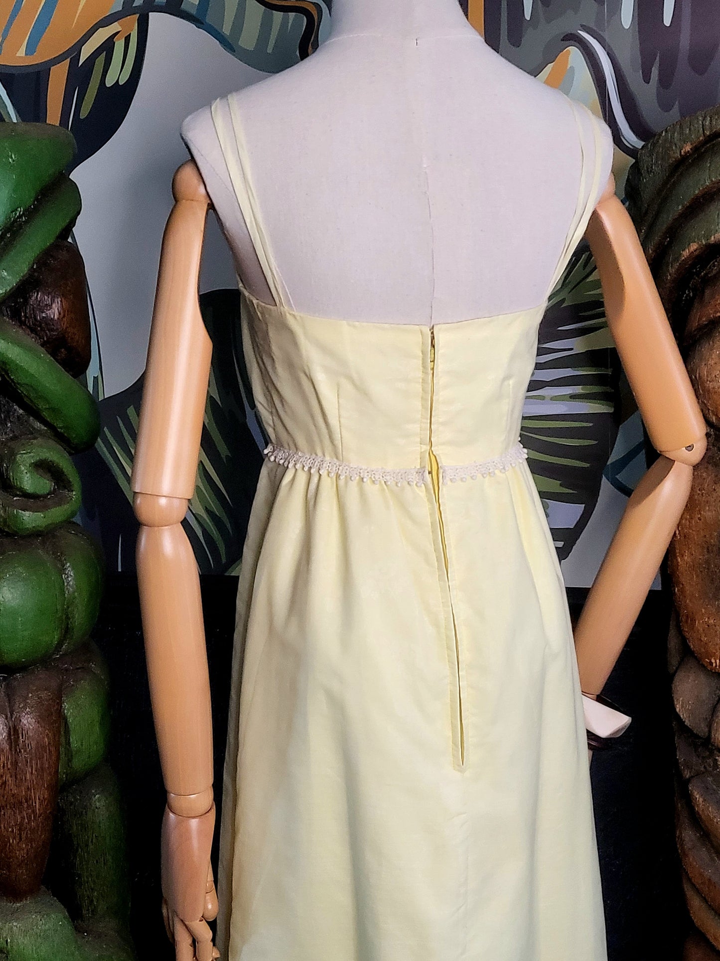 Vintage 1960's Pale Yellow Maxi Dress with Matching Bolero