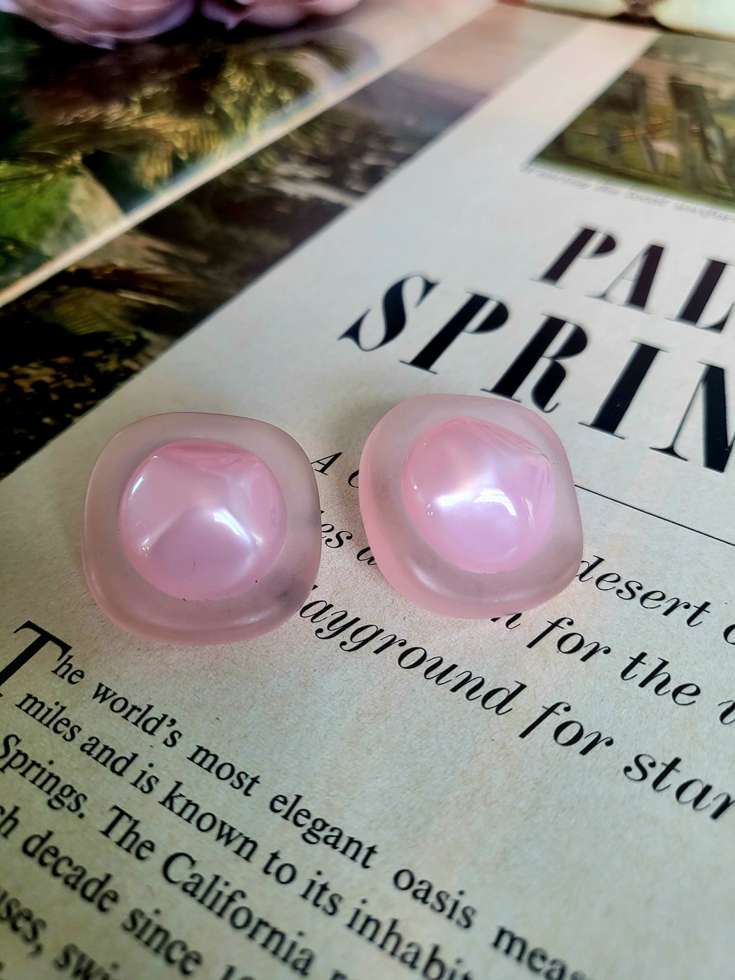 Vintage Bubble Gum Pink Studs (Pierced)