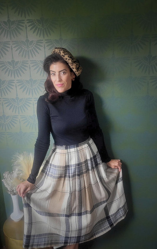 SOLD - Vintage 1980's "Jones New York" Pleated Plaid Skirt