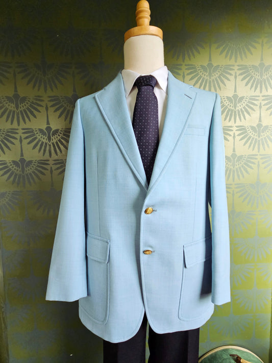 SOLD - Vintage 1960's - 1970's "Palm Beach" Pale Blue Golf Blazer