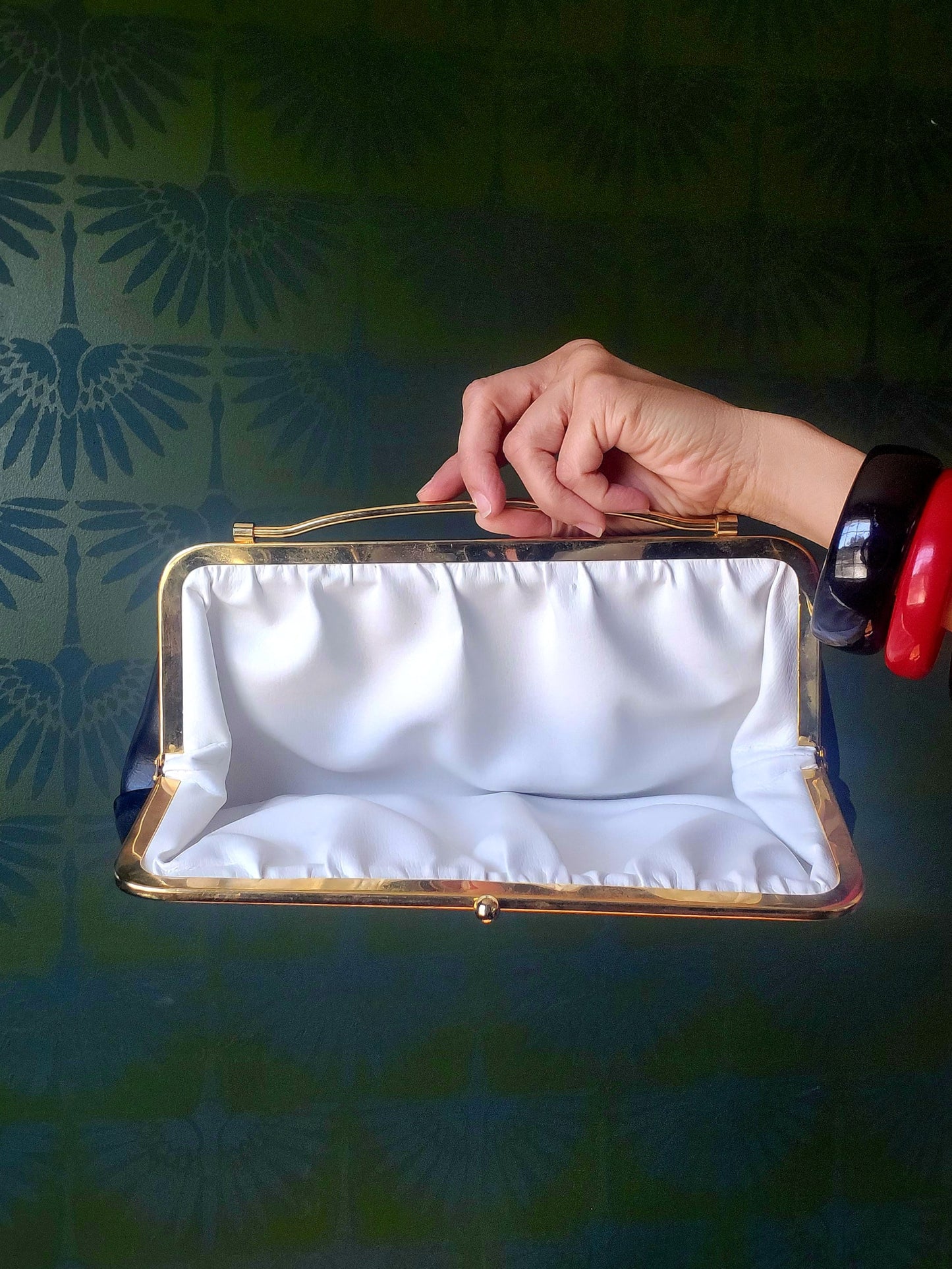 SOLD - Vintage Black and White Reversible Clutch