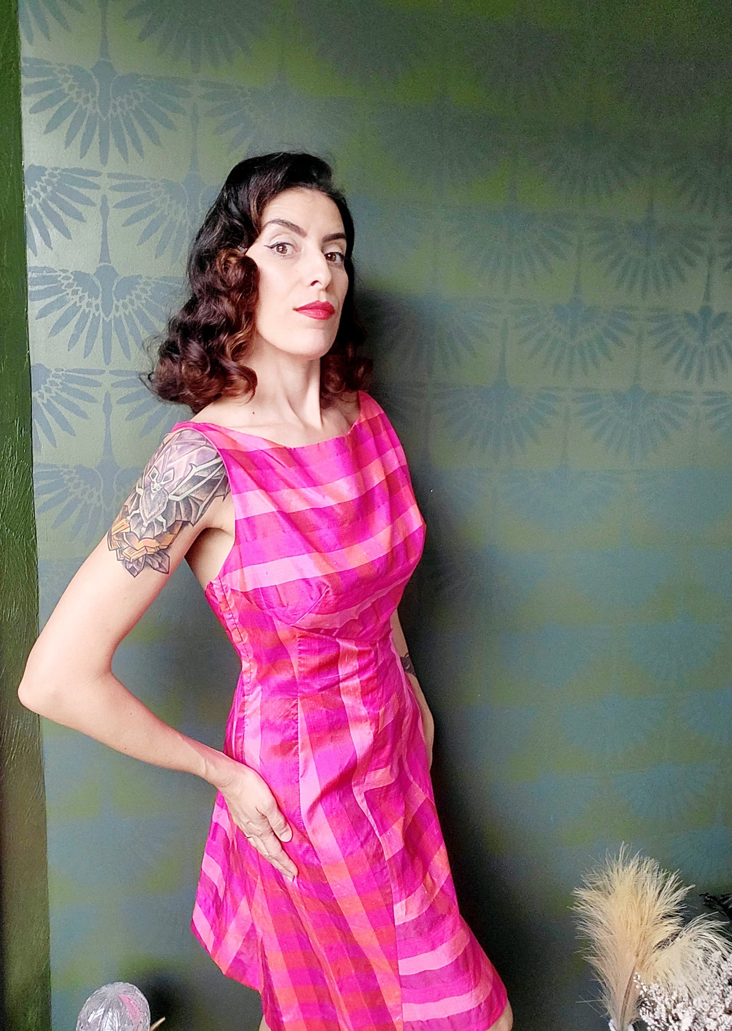 SOLD - Vintage 1960's Vibrant Magenta Cocktail Dress