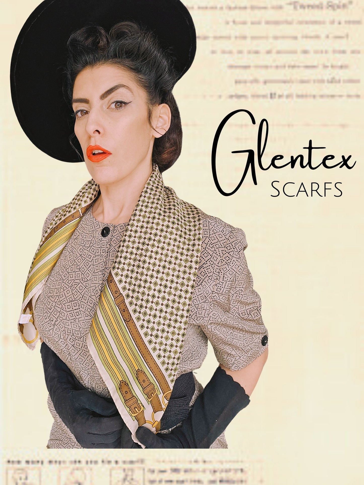 STYLE 3039 - Vintage "Glentex" Horse Bridle Square Scarf