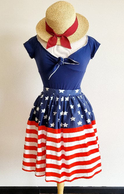 Stars and Stripes Flag Swing Skirt