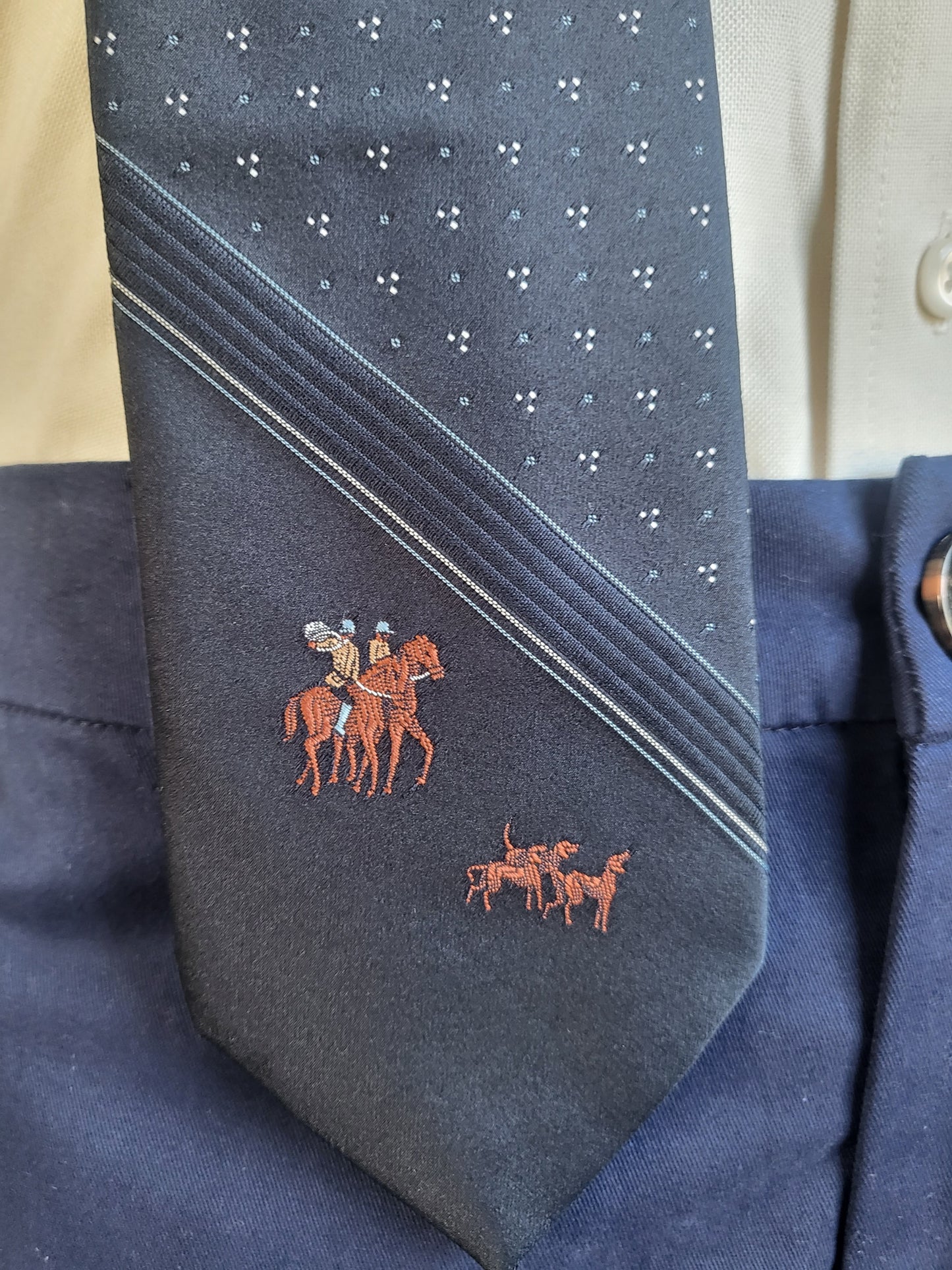 Vintage Navy Dot with Polo Player Necktie