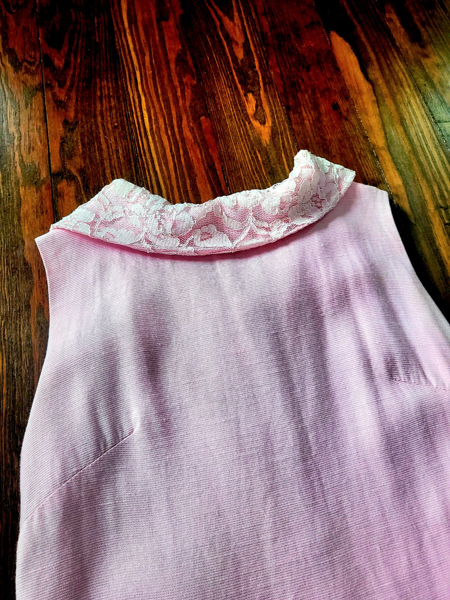 Vintage 1960's Pale Pink with Pink Lace Trim