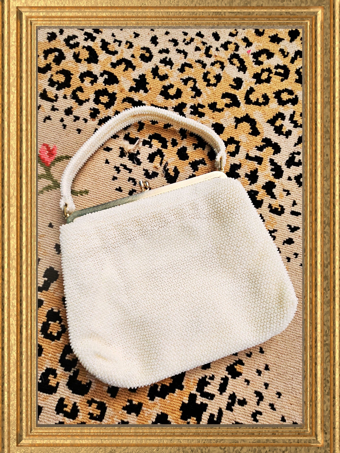 Style 2080 - Vintage Ivory Petite Bead Handbag