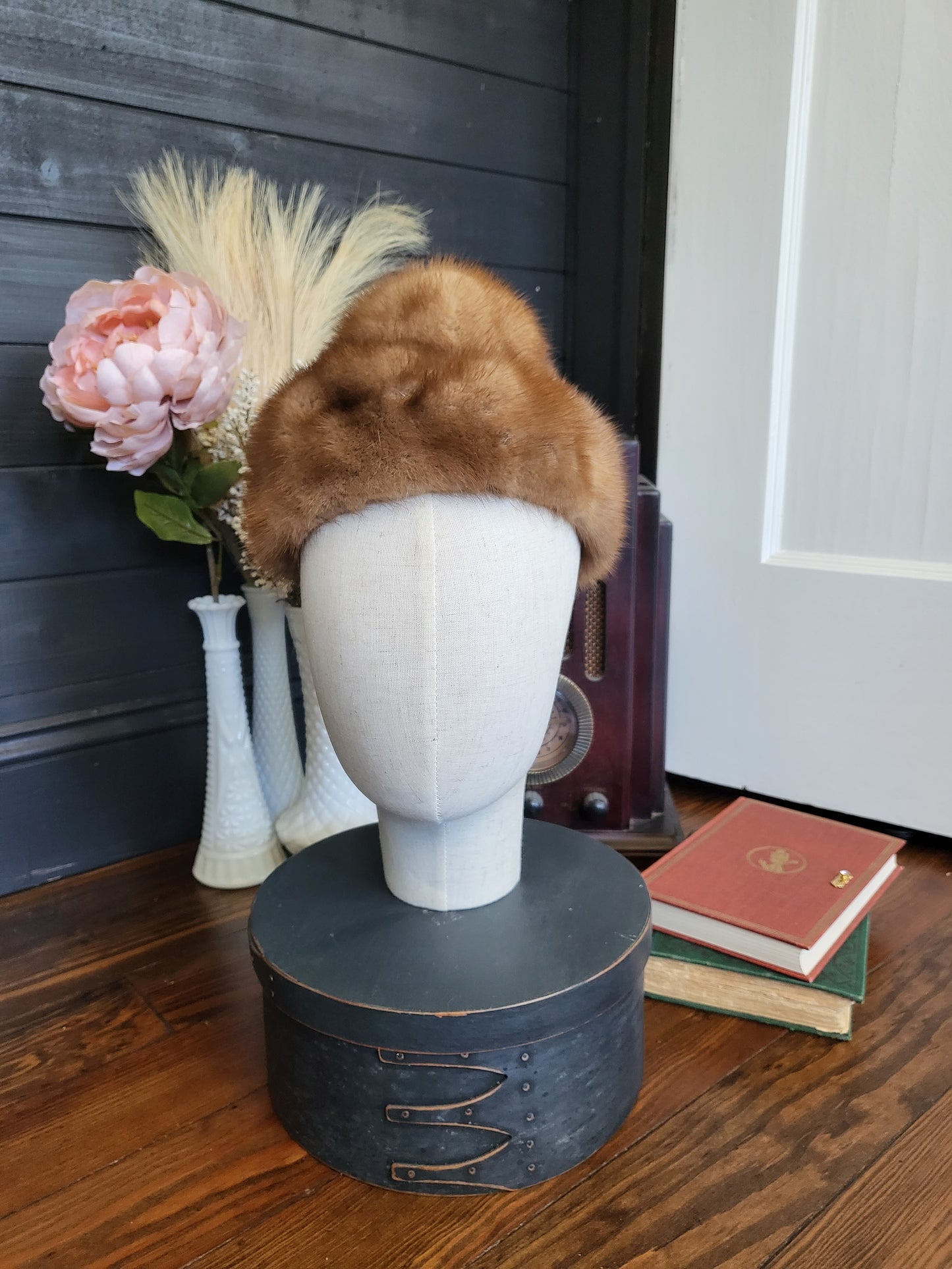 SOLD - Mink Cloche Hat-Camel/Tan (S/M)