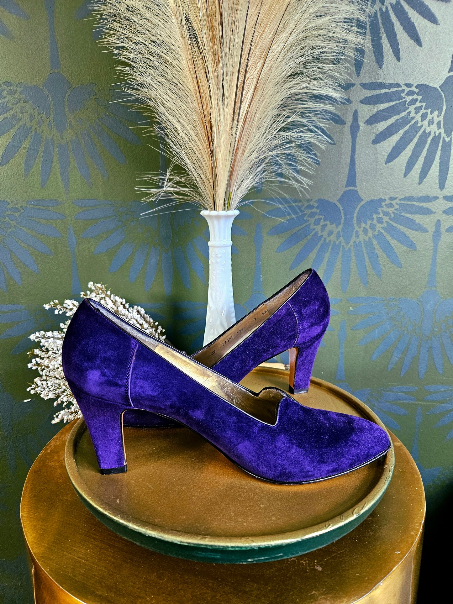 SOLD - Vintage 1980's-1990's "Salvatore Ferragamo" Saks Fifth Avenue Purple Suede Pumps