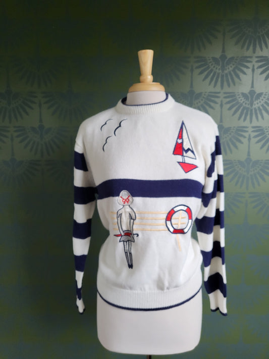 SOLD - Vintage Alfred Dunner Nautical Jumper