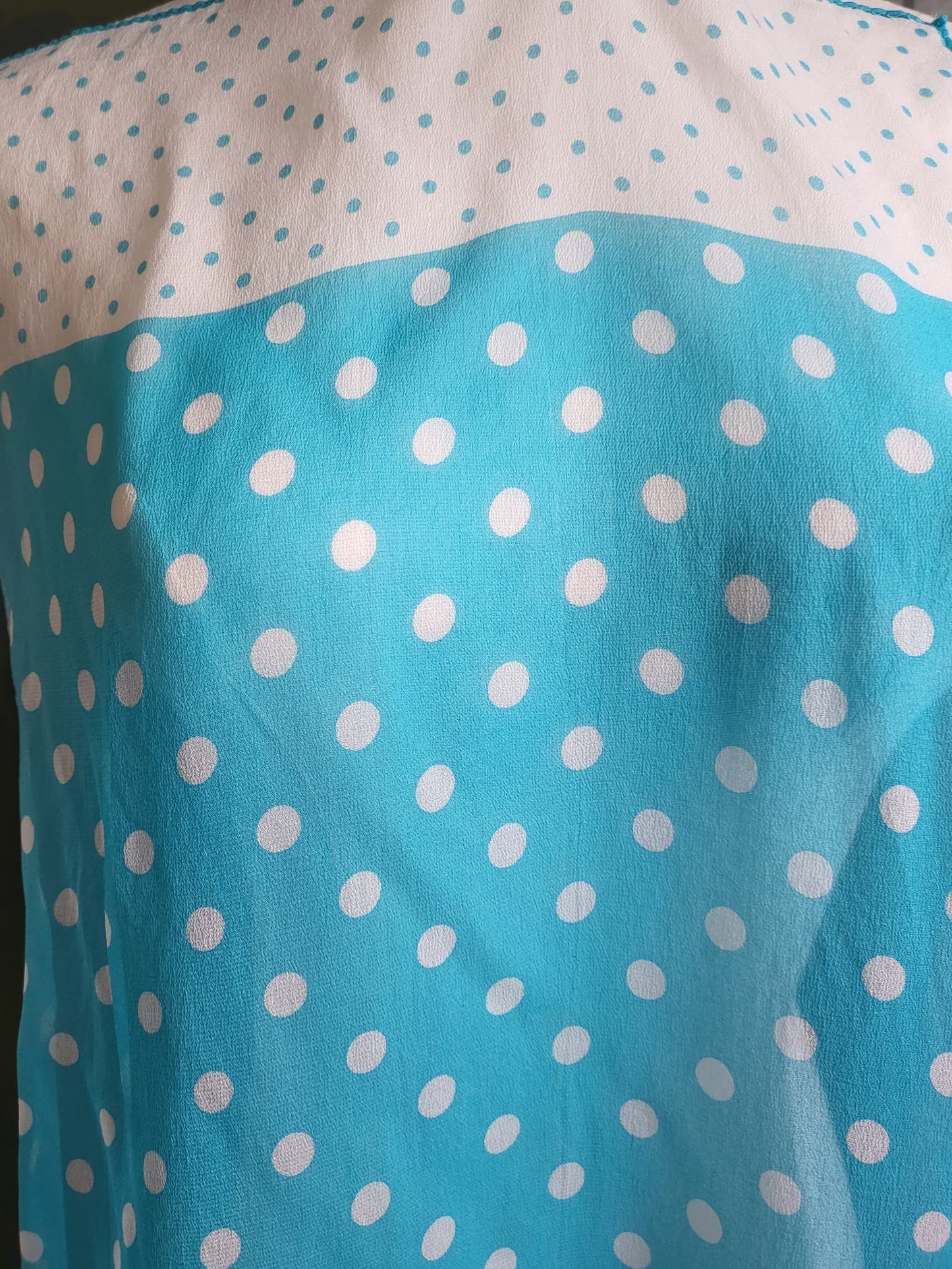 STYLE 3011 - Vintage Blue and White Polka Dot Rectangle Scarf