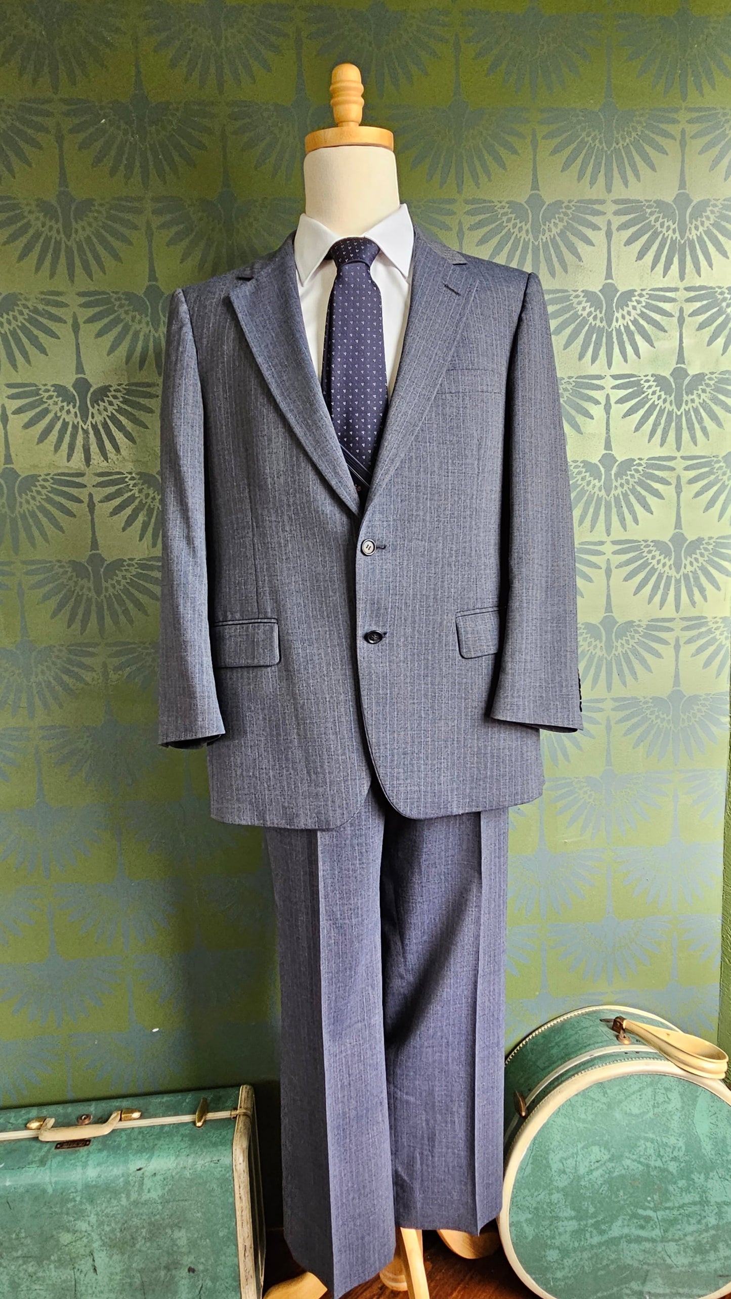 STYLE 8009 - Vintage "Sansabelt" Suit by Jaymar-Ruby" Gray Pinstripe