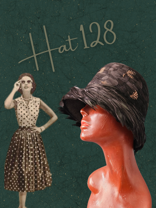 Hat 128 - Vintage Black Feather Lampshade Hat