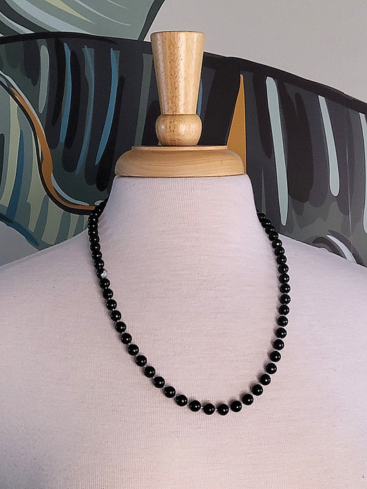 Vintage Black Beaded Necklace