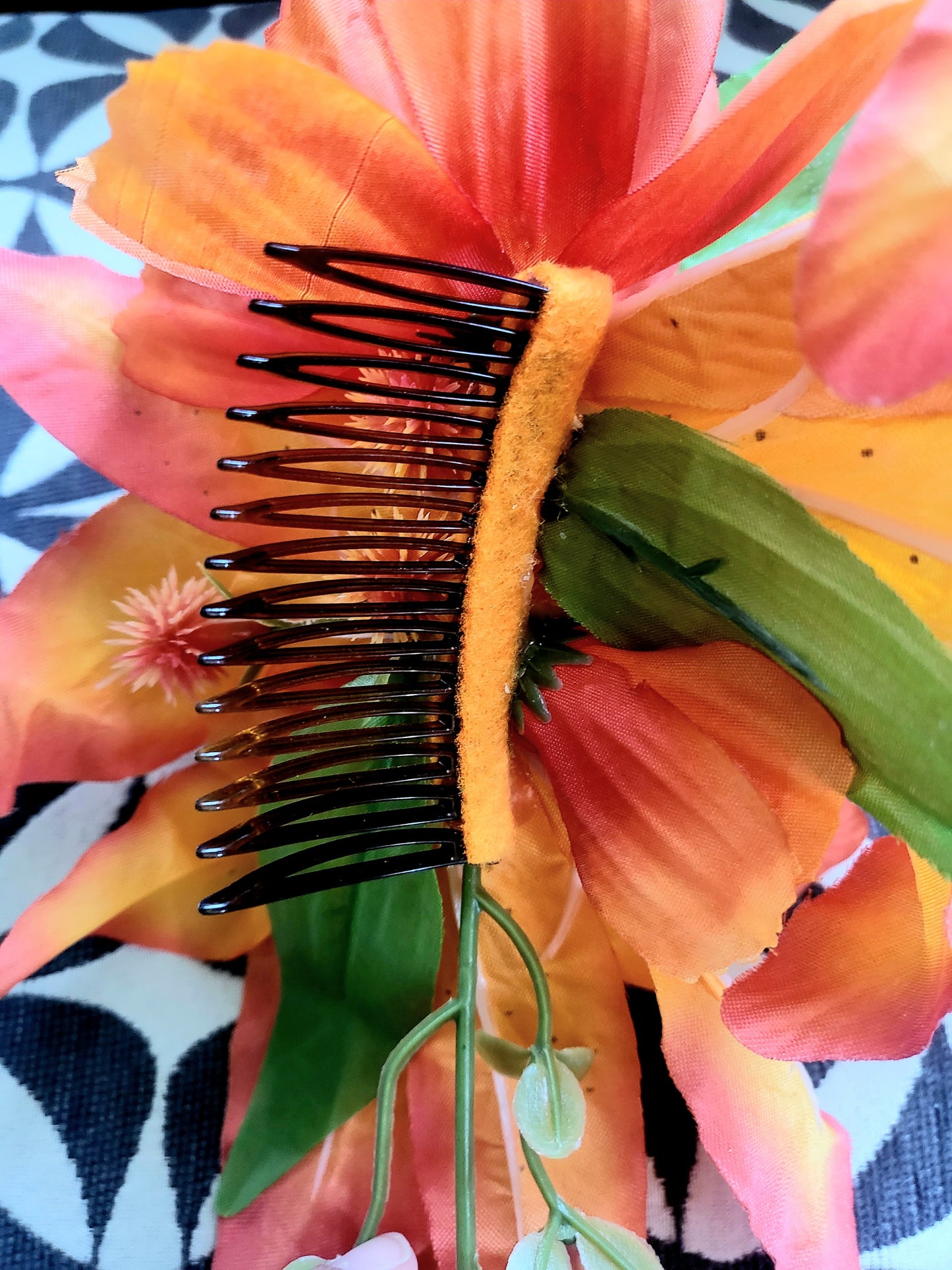 HAT60 - STYLE A - Orange Tropical Hair Flower