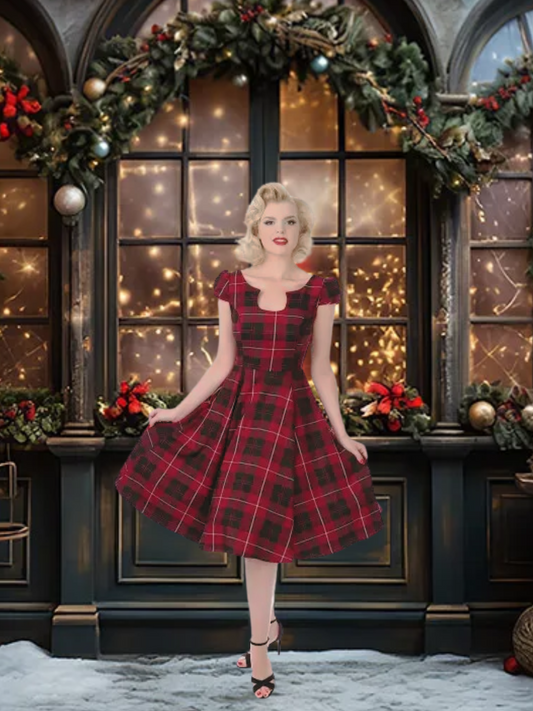 STYLE 1032 - Mad For Plaid Dress (Red)