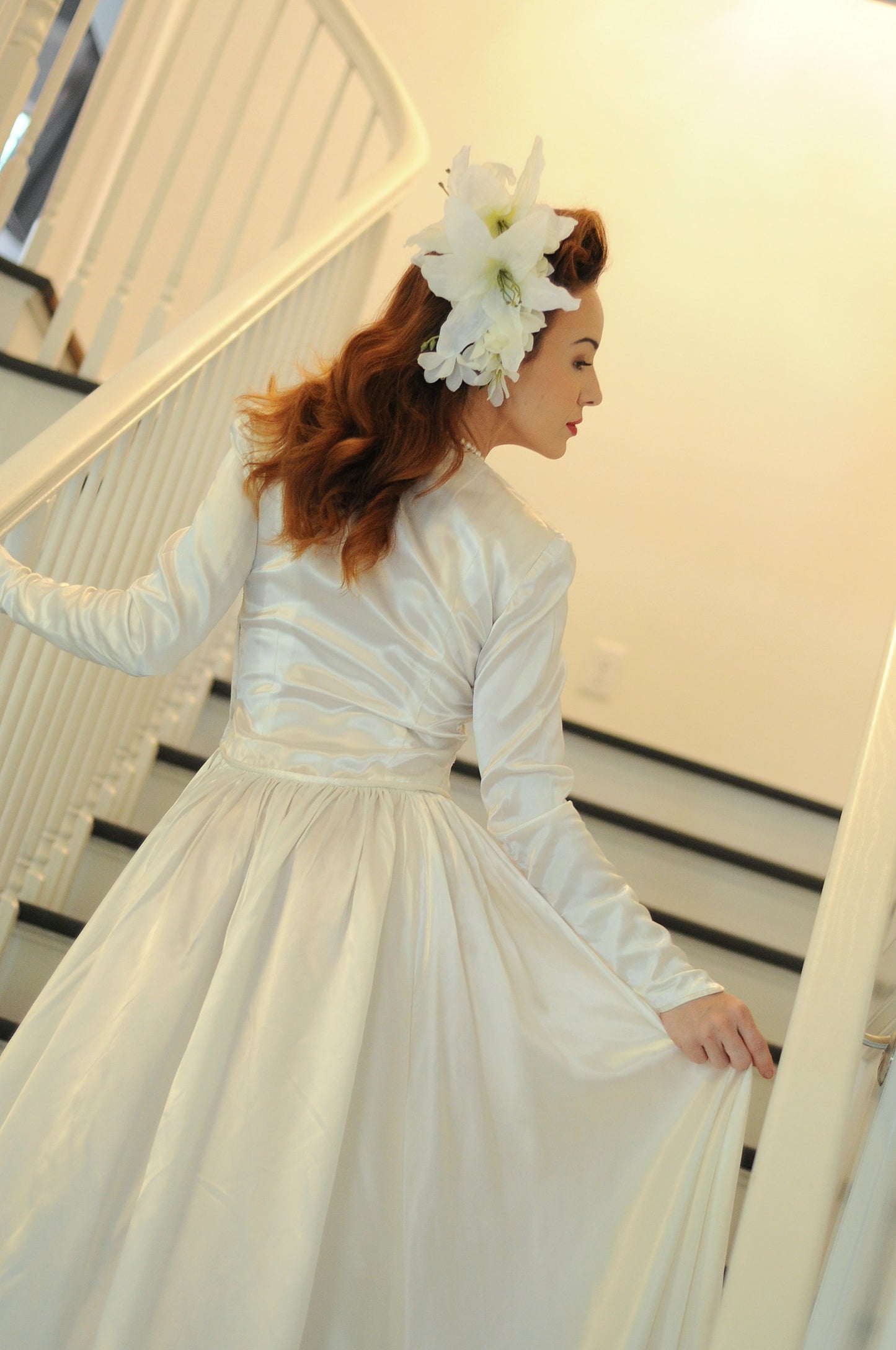 STYLE 1001 - Vintage 1940's-1950's Ivory Satin Wedding Gown