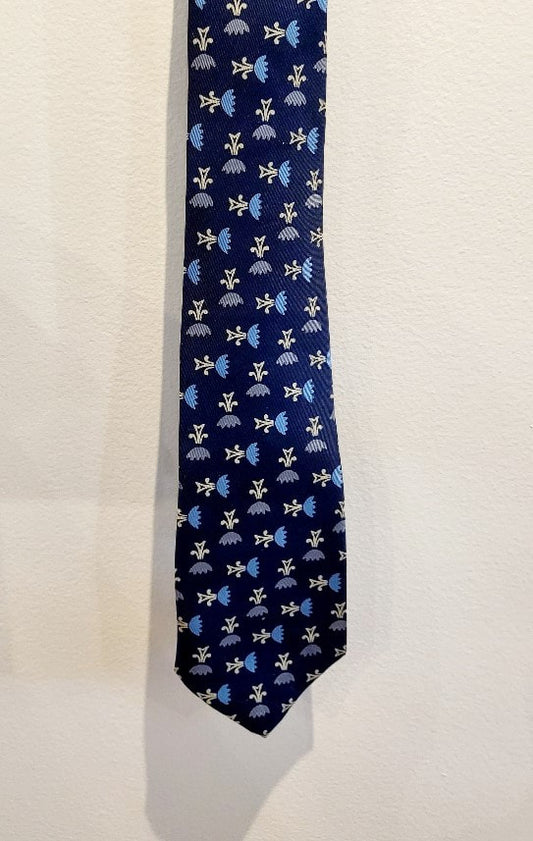 SOLD - Vintage Wembley Golden House Blue and Gray Abstract Floral Tie