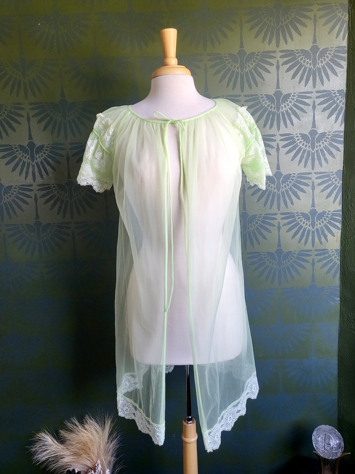 SOLD - Vintage Lime Green Negligee Robe