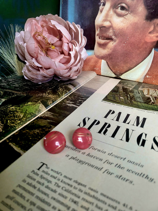 Vintage Salmon and Gold Studs (Pierced)