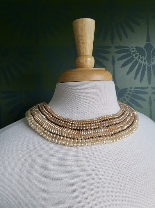 SOLD - Vintage Bead and Faux Pearl Collar