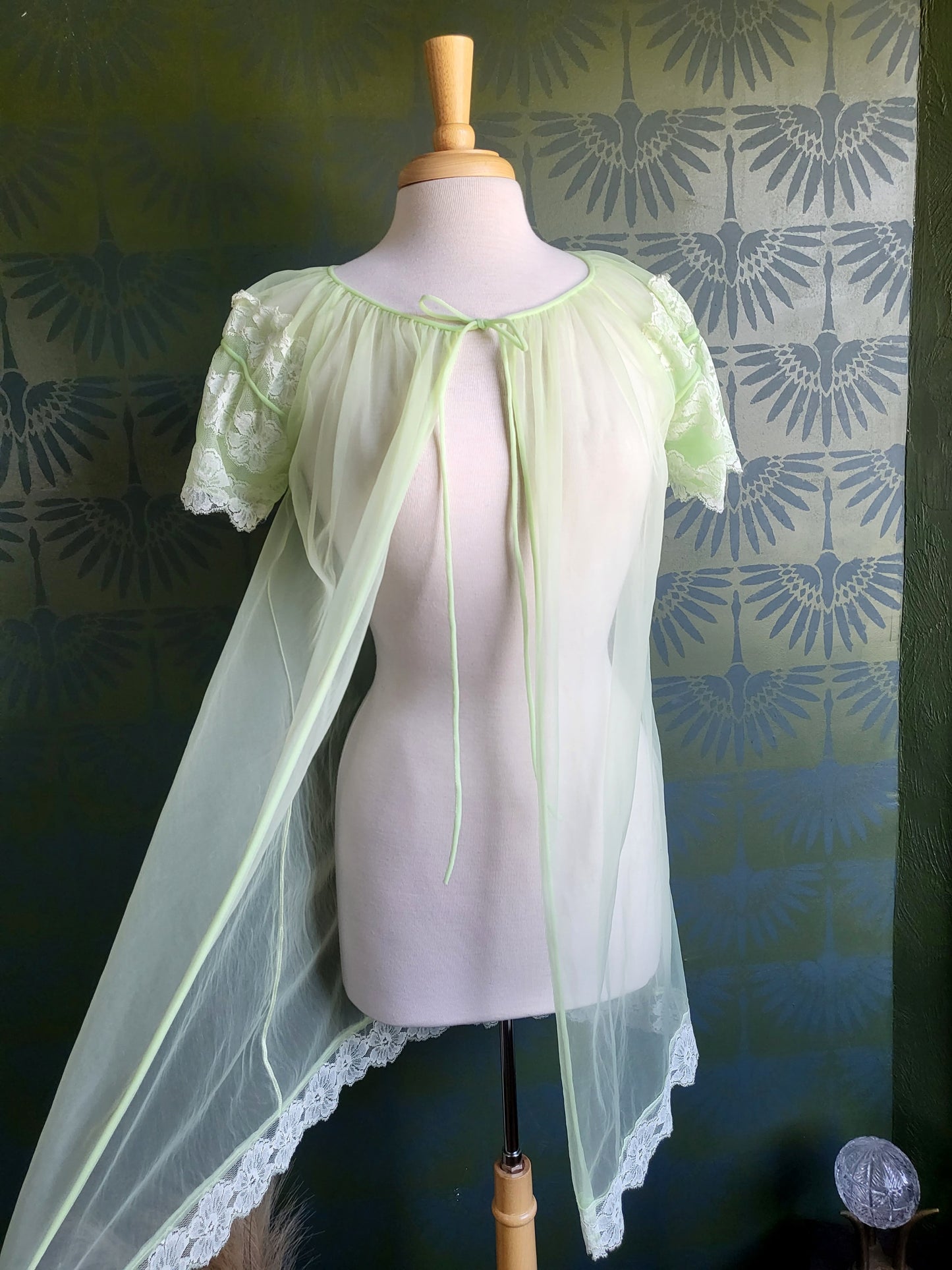 SOLD - Vintage Lime Green Negligee Robe