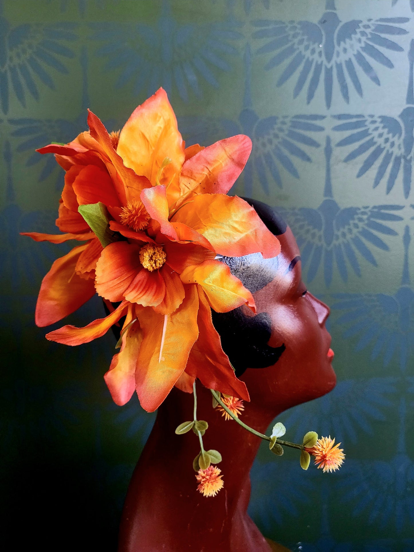 HAT60 - STYLE A - Orange Tropical Hair Flower