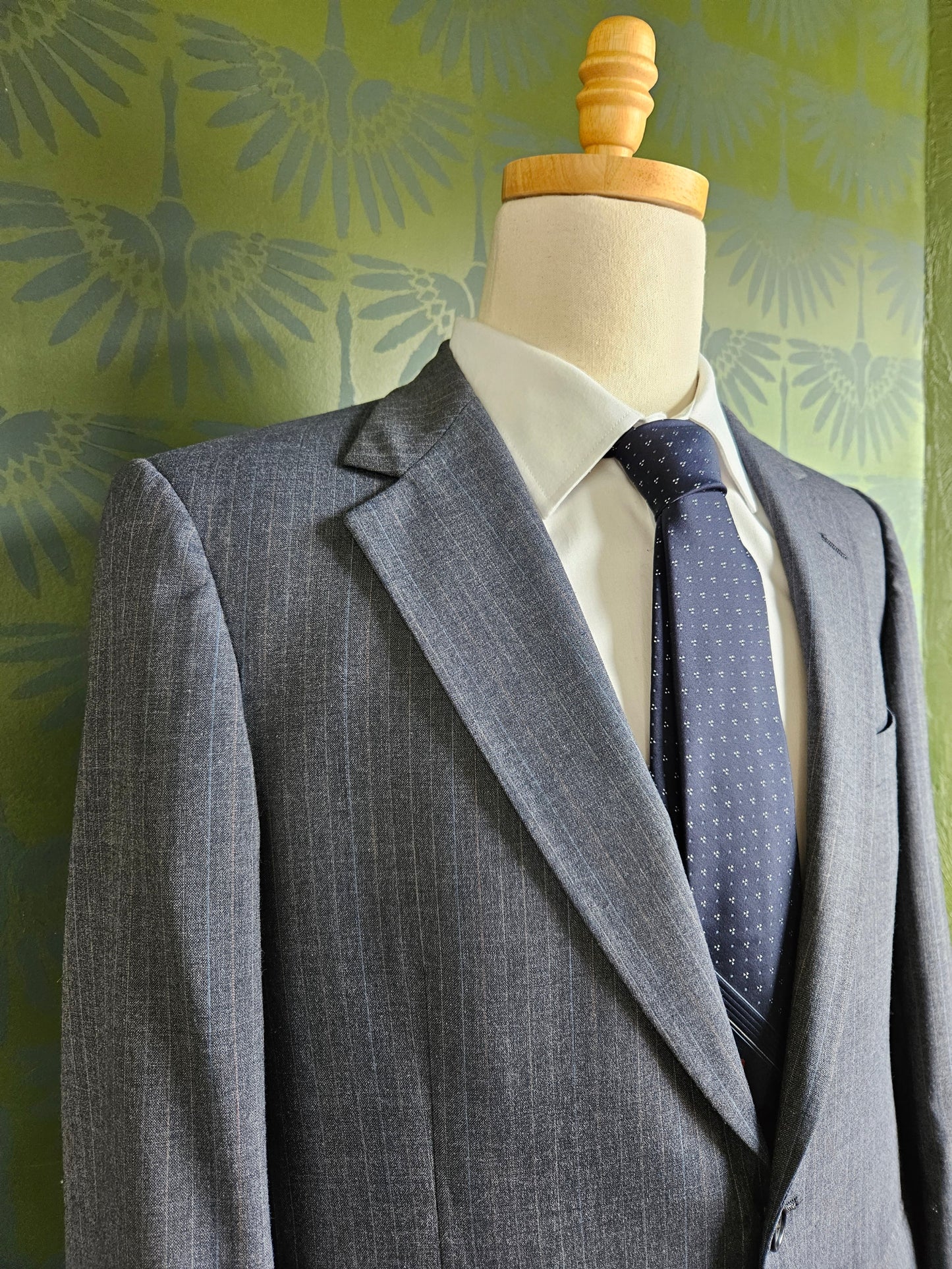 STYLE 8009 - Vintage "Sansabelt" Suit by Jaymar-Ruby" Gray Pinstripe