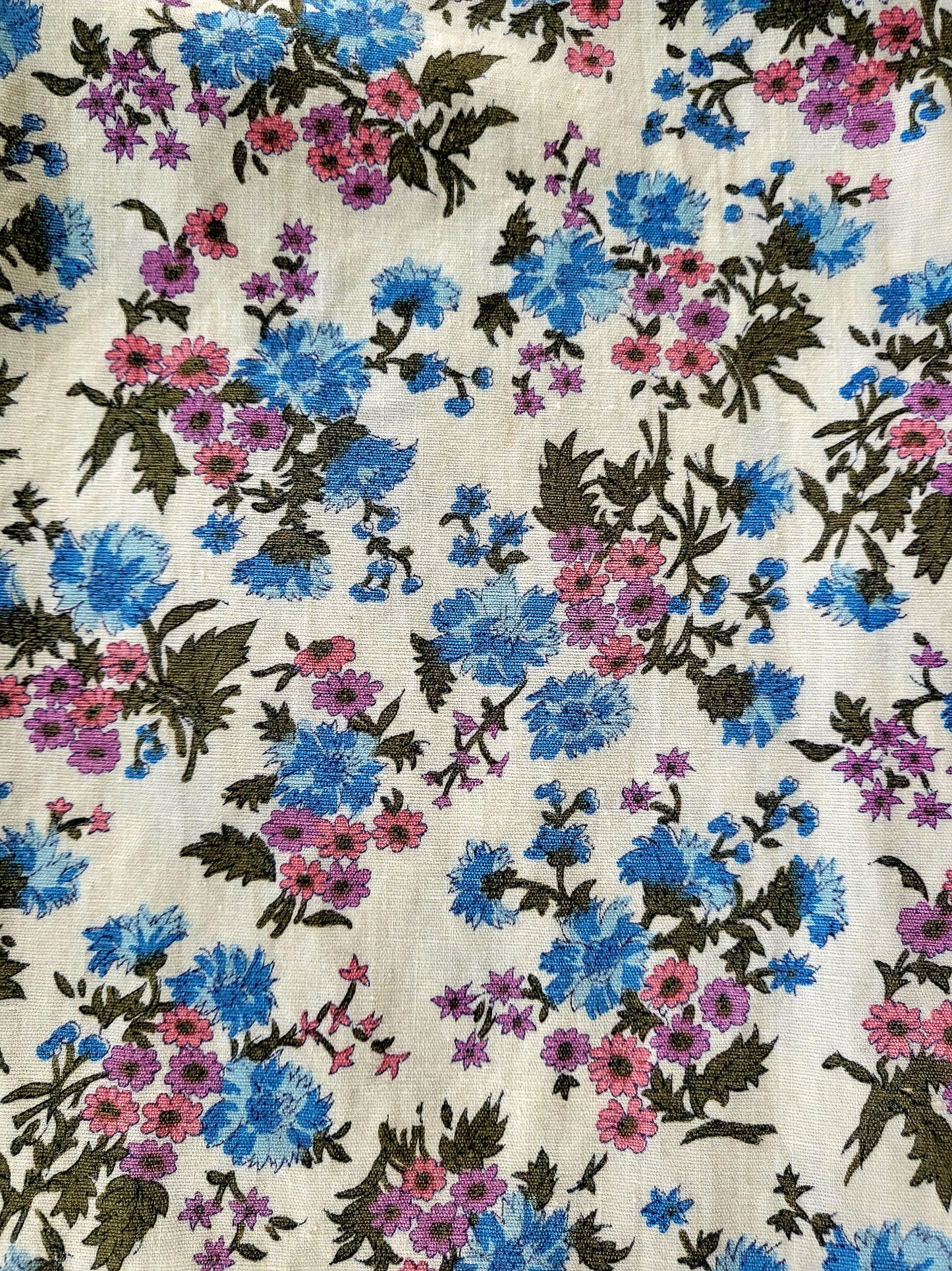 SOLD - Vintage 1950's-1960's Blue Floral Cotton Blouse