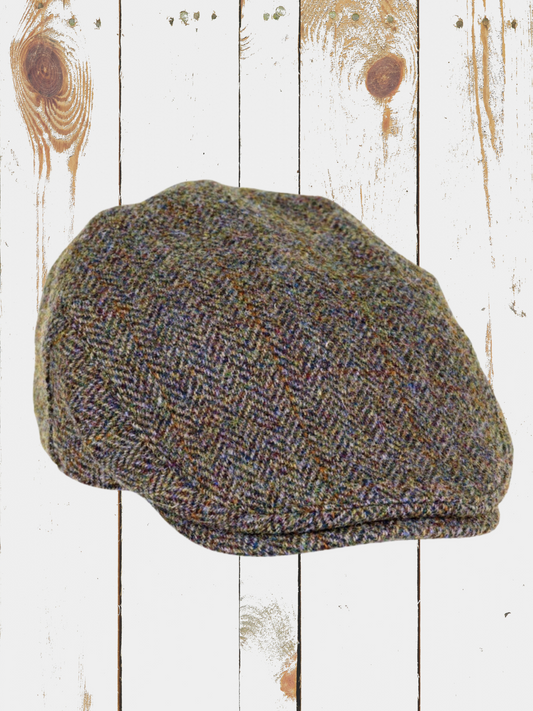 HAT106- Highland Harris Tweed Flat Cap (Green/Brown)