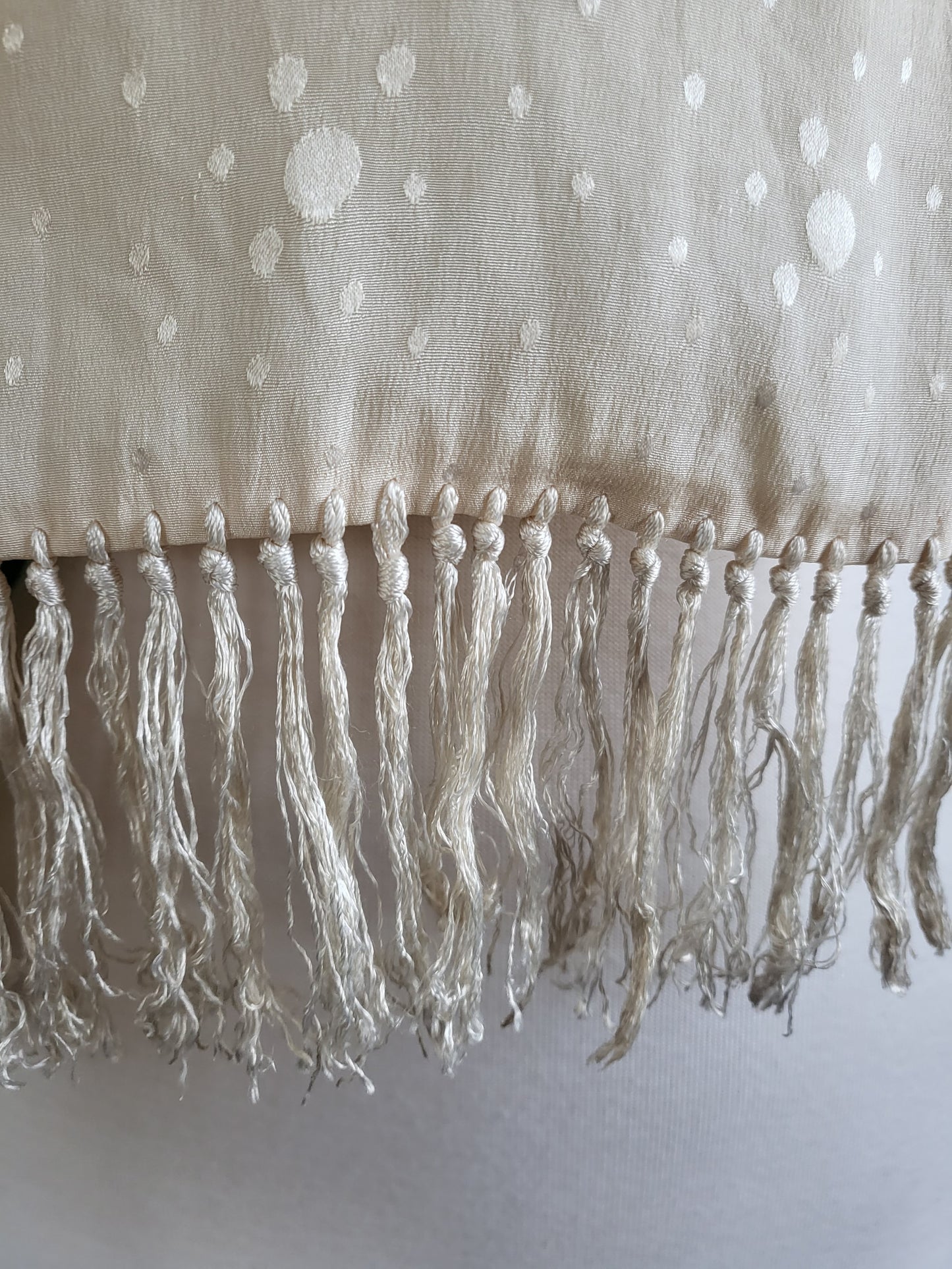 Cream Rectangle Scarf with Fringe