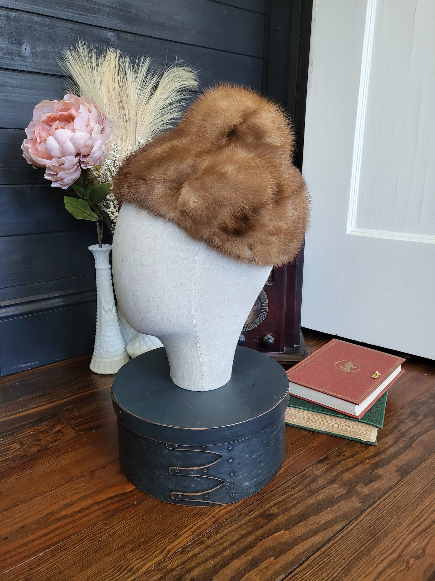 SOLD - Mink Cloche Hat-Camel/Tan (S/M)