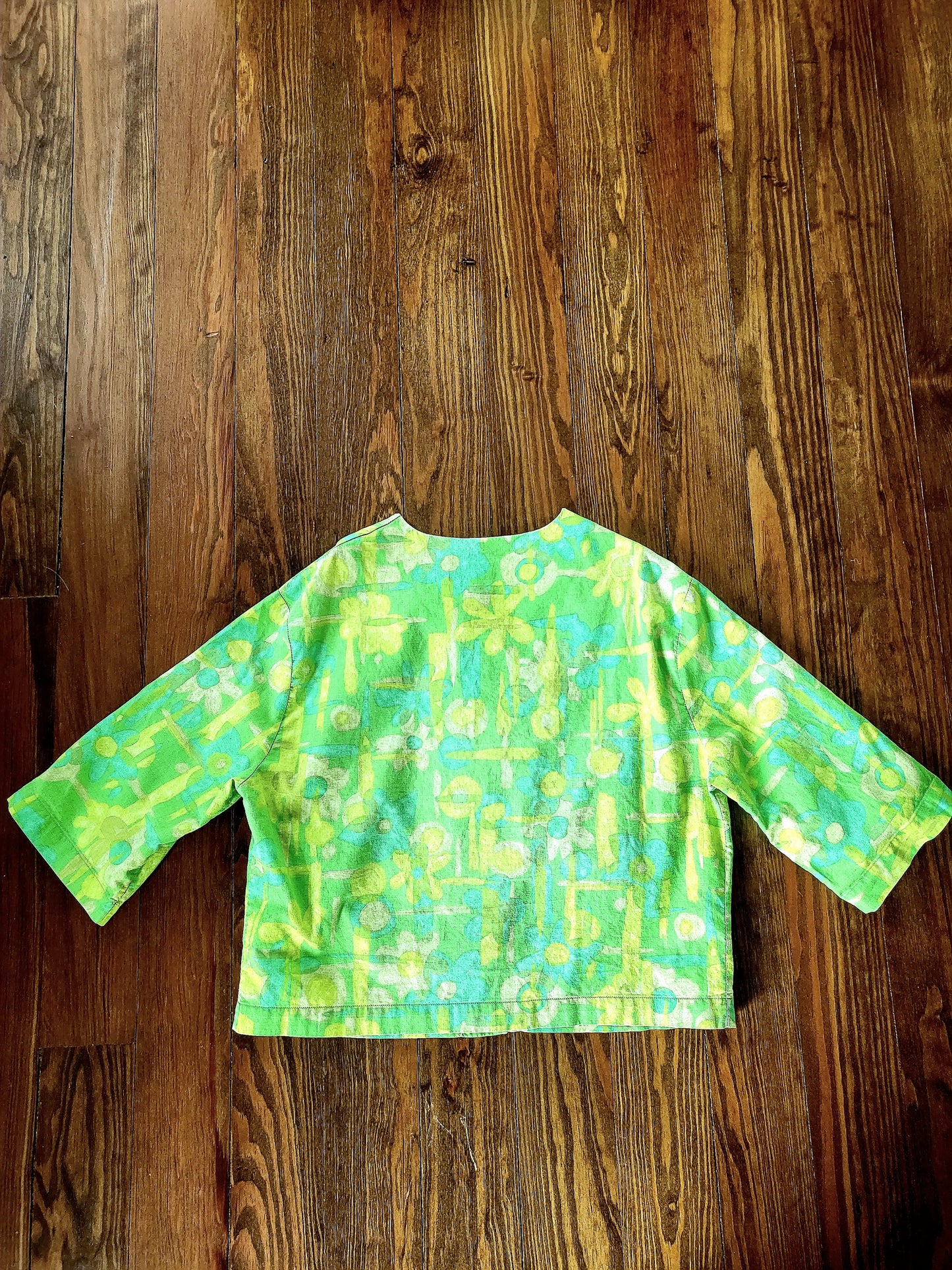 SOLD - Vintage 1950's-1960's Abstract Flower Blouse - Green