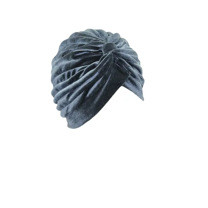 HAT65 - Velvet Turban -Blue Ice