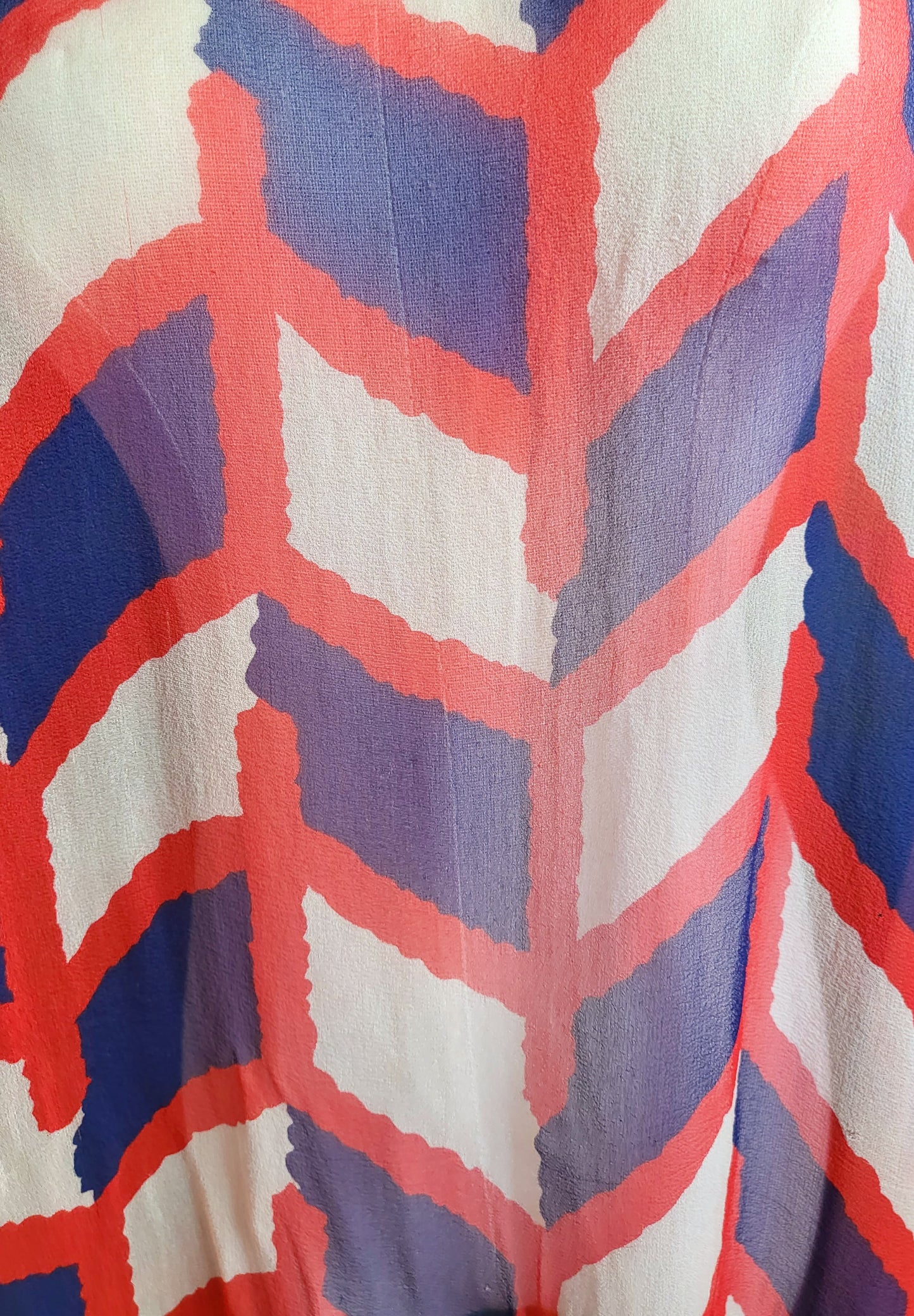 STYLE 3010 - Vintage Red White and Blue Silk Patterned Rectangle Scarf