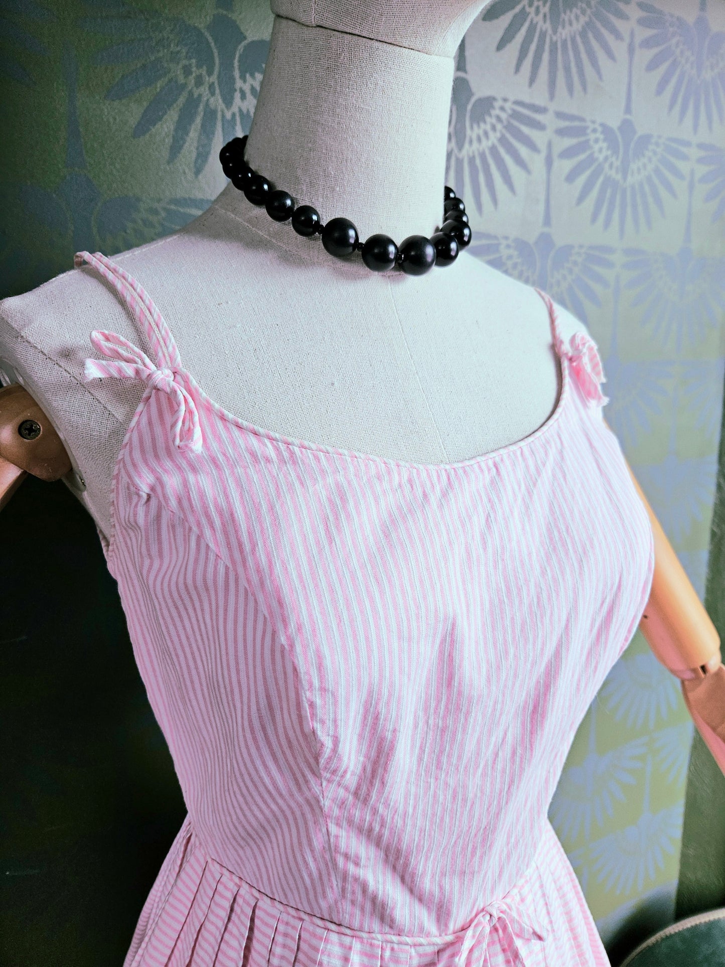 SOLD - Vintage 1950's Pink Striped Fit & Flare