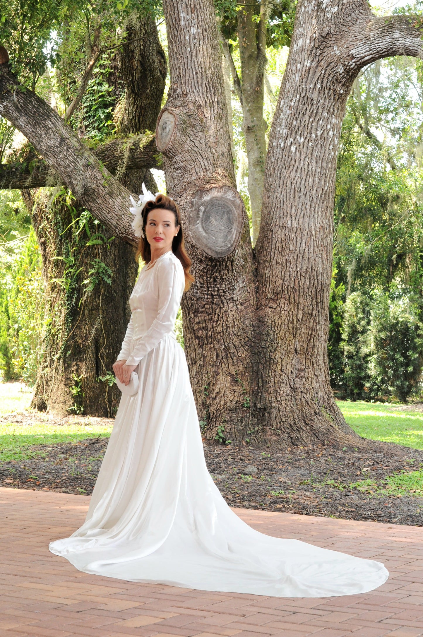 STYLE 1001 - Vintage 1940's-1950's Ivory Satin Wedding Gown