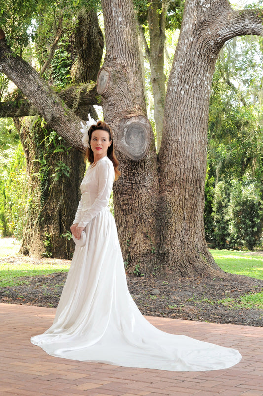 STYLE 1001 - Vintage 1940's-1950's Ivory Satin Wedding Gown