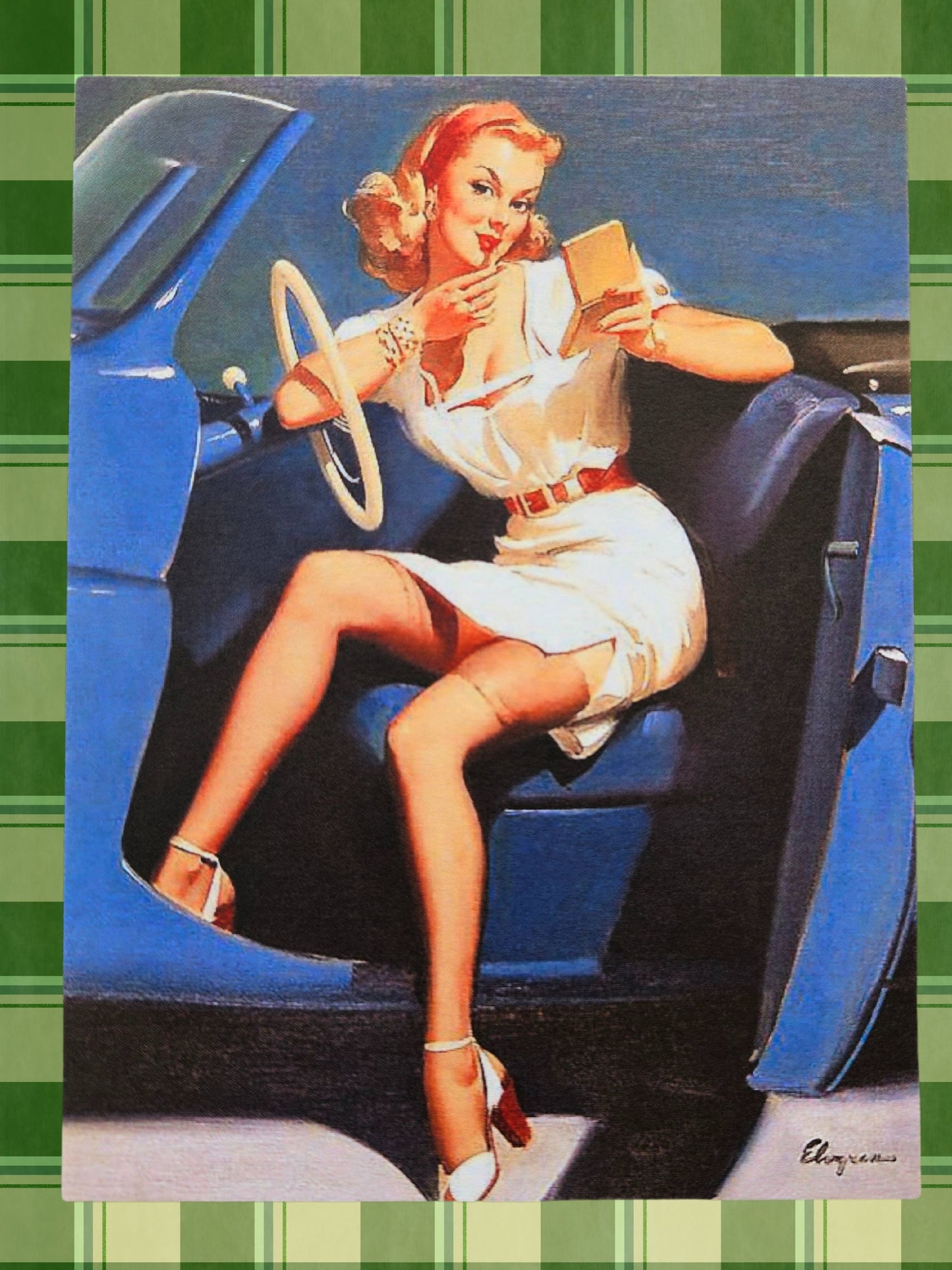 SOLD - Vintage Handkerchief Pinup Card