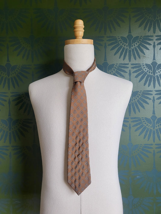 Vintage Don Loper Tan Floral Dot Neck Tie