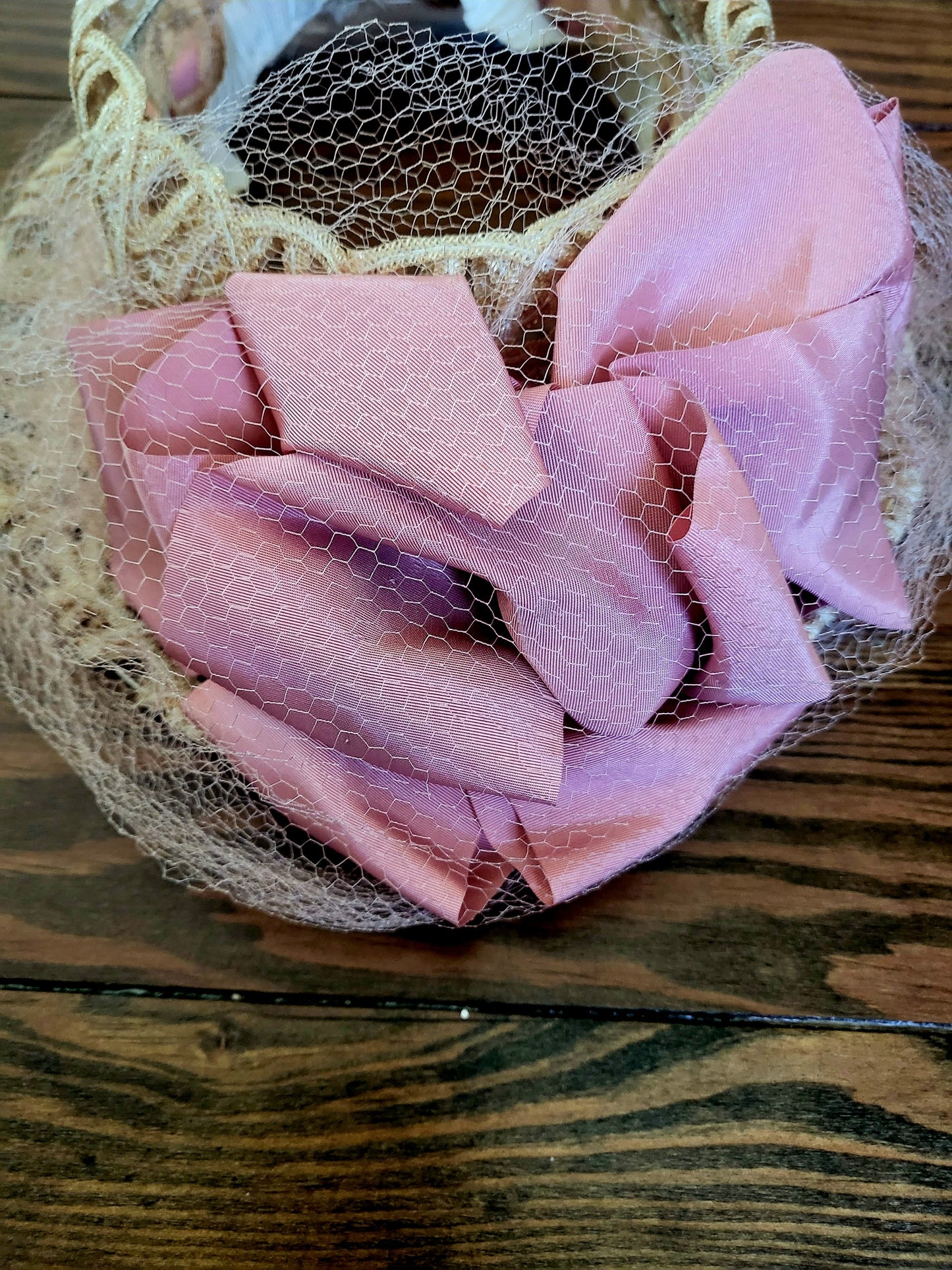 HAT30 - Vintage 1950's Woven Ribbon Open Crown Topper