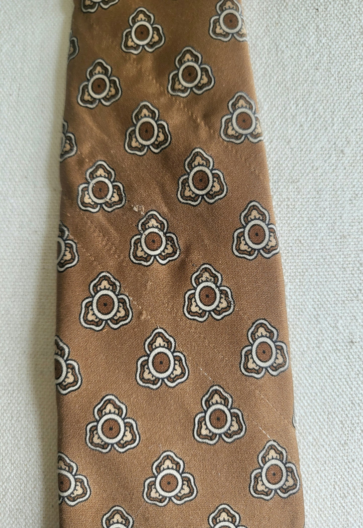 Vintage Don Loper Tan Floral Dot Neck Tie