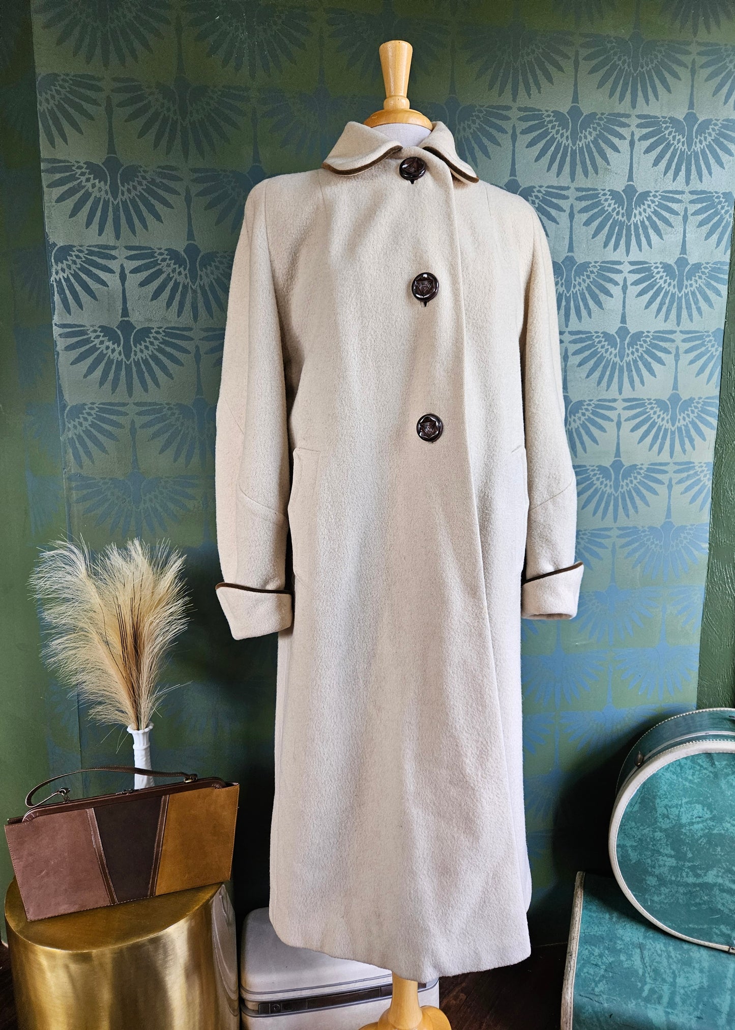 SOLD - Vintage 1950's Beige Wool Box Coat