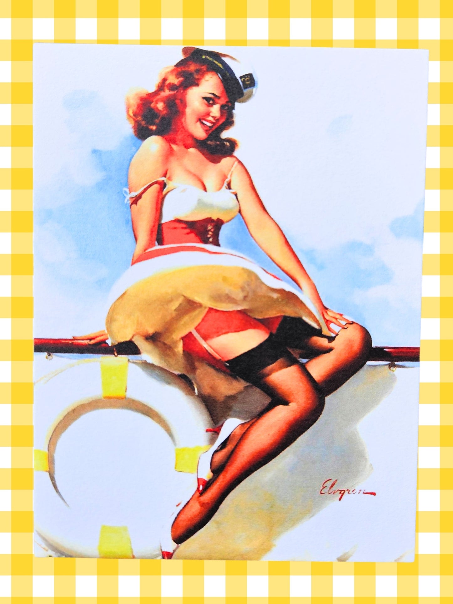 SOLD - Vintage Handkerchief Pinup Card