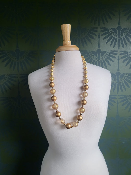 Vintage Large Golden Bead Necklace